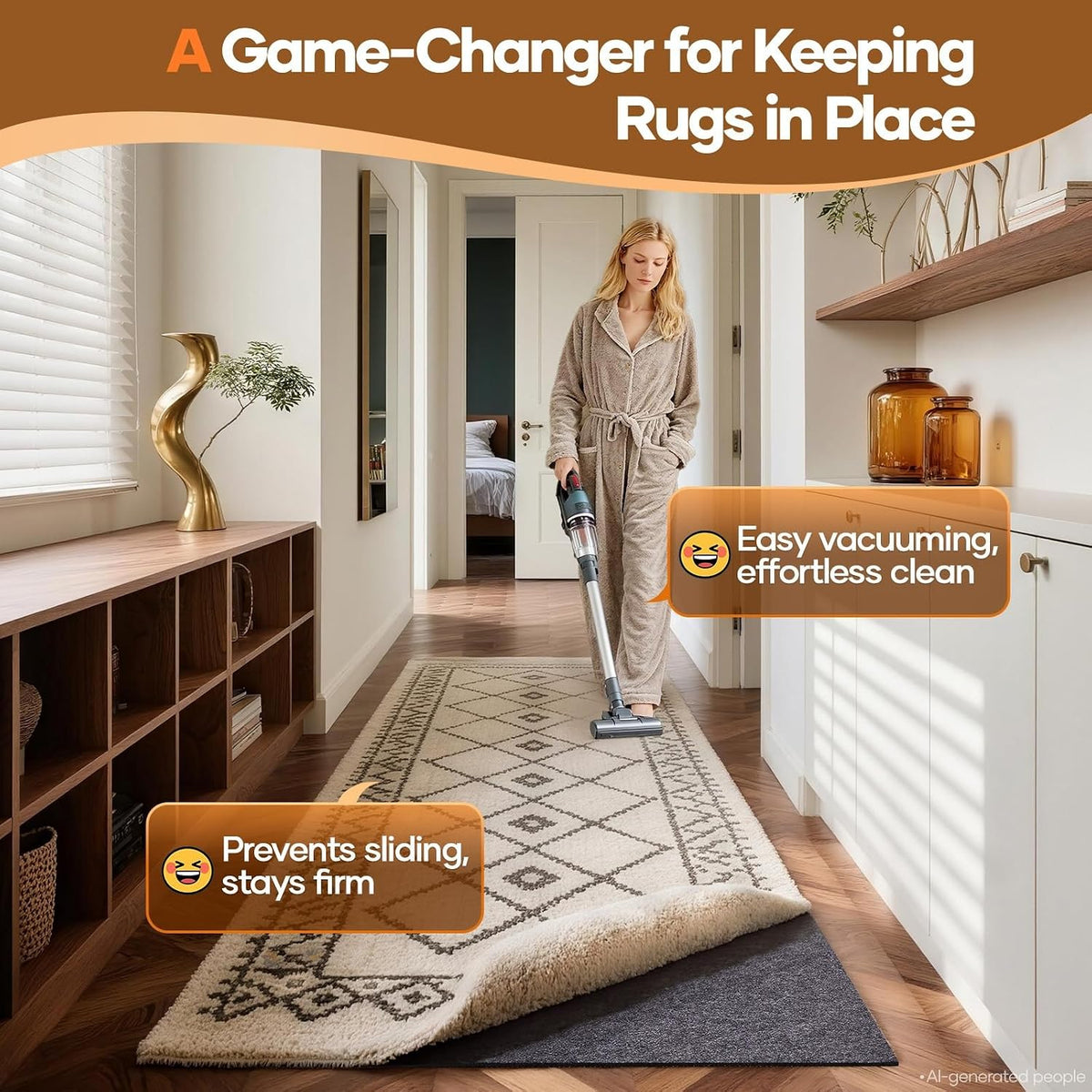 Non Slip Cushioned Rug Pad Gripper, Felt and Silicone Backing, 2 x 6 Ft, 1/4 inch Thick Runner Carpet Liner Protector - Set of 99