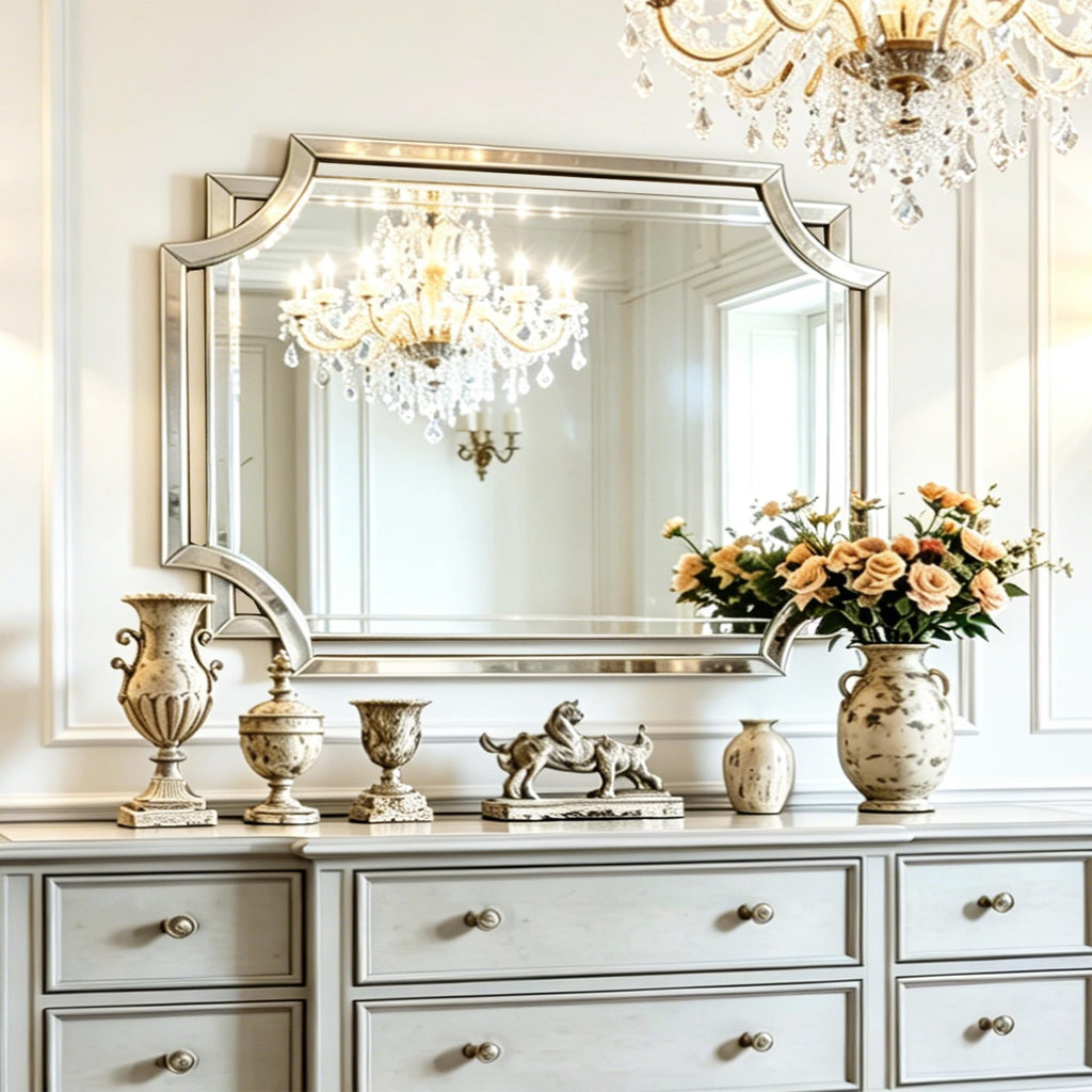 36"x47" Large Mirror for Wall, Elegant Rectangular Decorative Mirror with Glass Beveled Frame Living Room Dining Room