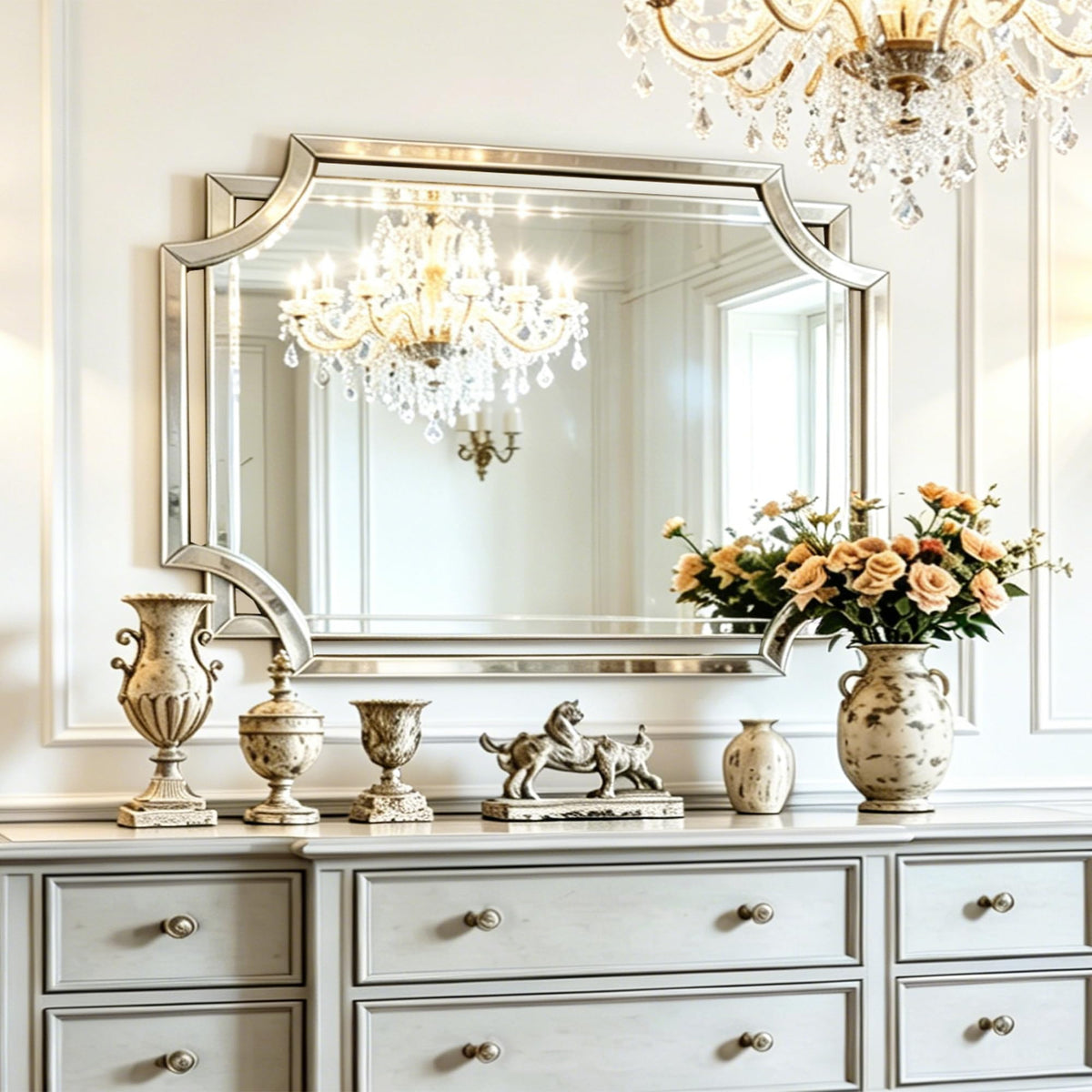 36"x47" Large Mirror for Wall, Elegant Rectangular Decorative Mirror with Glass Beveled Frame Living Room Dining Room