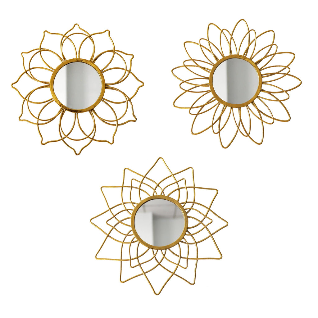 Champagne Gold Round Mirrors for Wall, Decorative Mirrors for Wall Decor