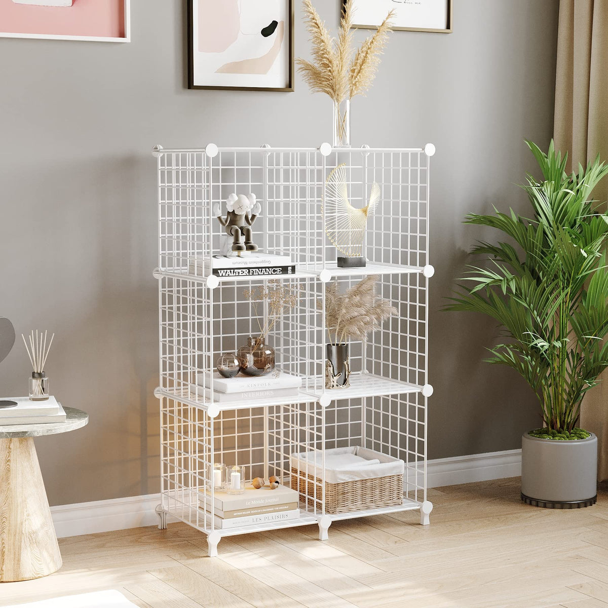 Wire Cube Storage, 6 Cube Closet Organizer Storage Shelf, White