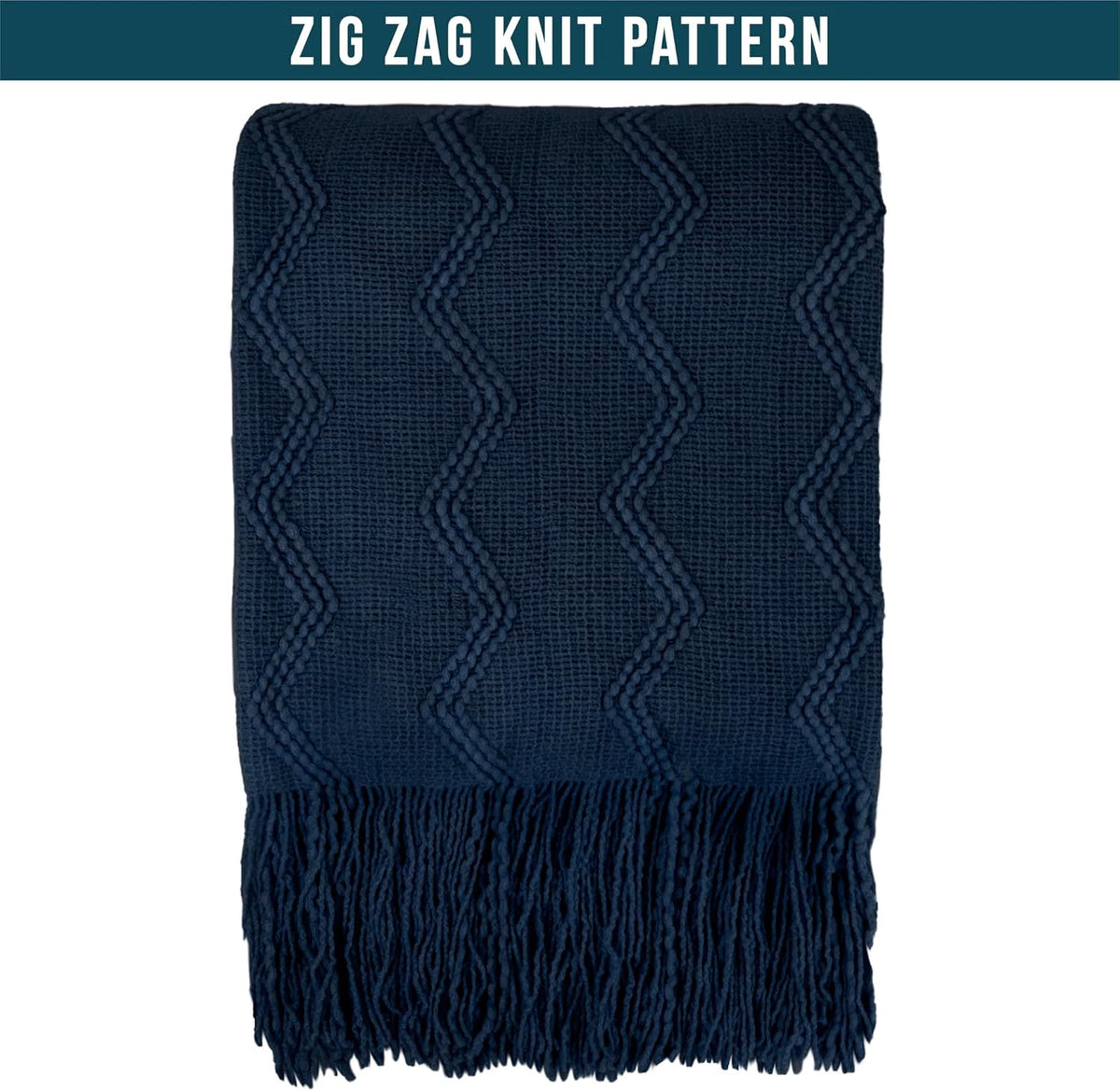 Navy Blue Knit Throw Blanket, Soft Knitted Farmhouse Sofa Throw, Lightweight Decorative Summer Throw Blanket for