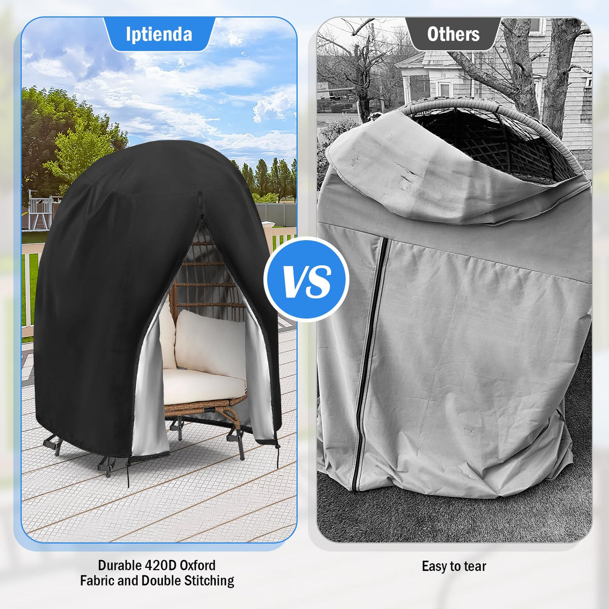 Outdoor Egg Chair Cover Waterproof Heavyduty with Zipper-40x40x56"