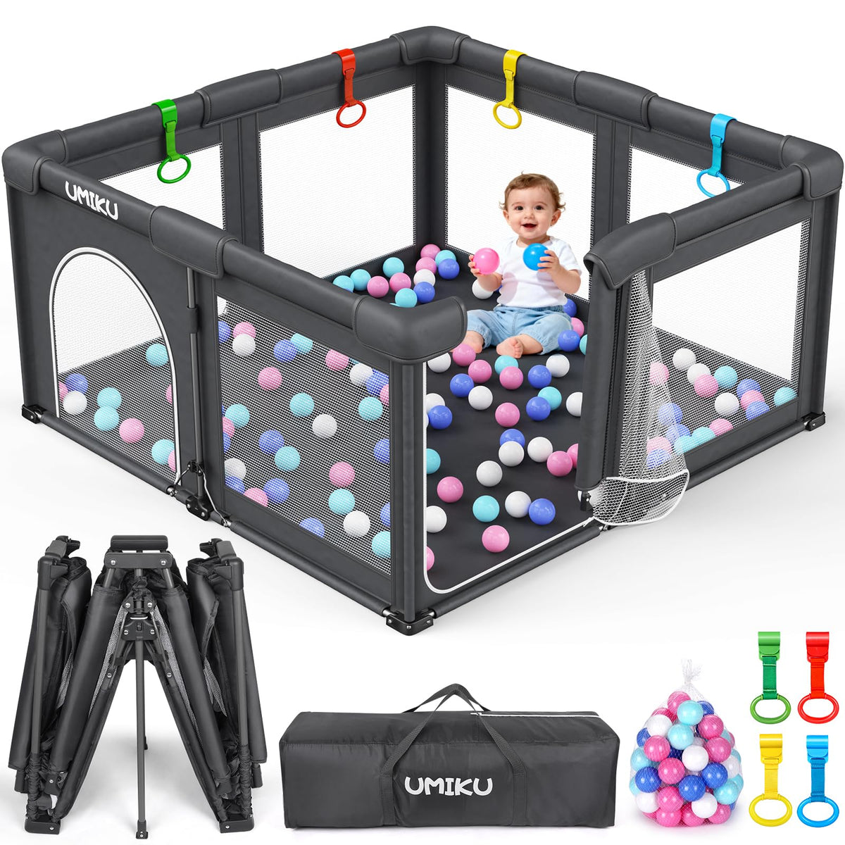 Playpen Play Pen Foldable Playpen for Babies and Toddler 2 Entry 50X50