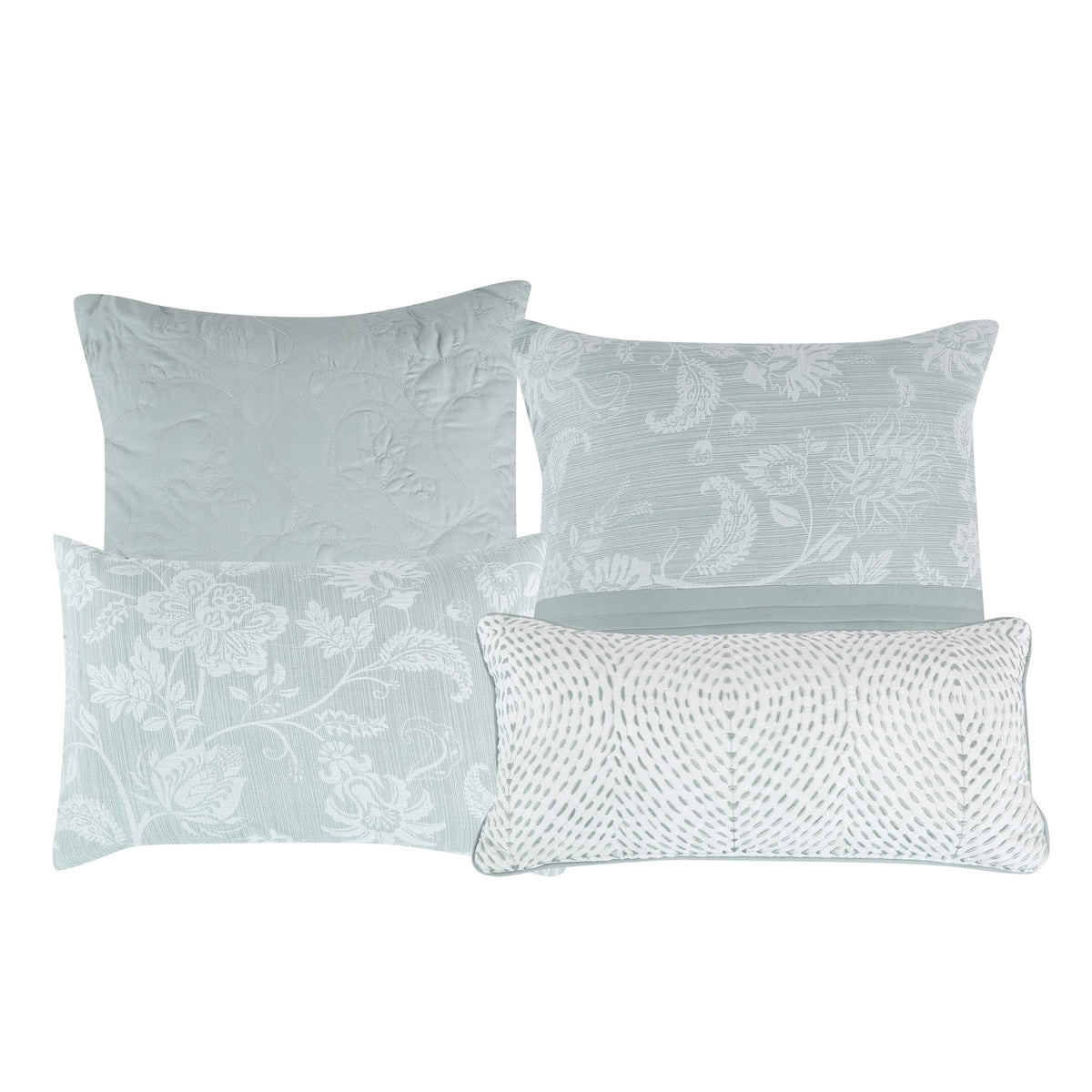 Sage Green Jacquard Comforter Set 7 Piece Floral Damask Bedding Queen Size