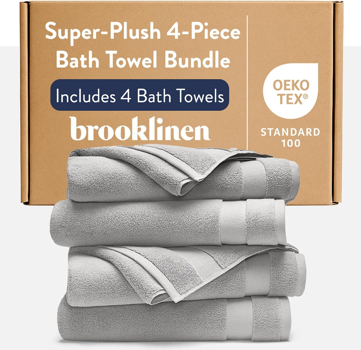 100% Turkish Cotton Bath Towels Spa-Quality Cotton - Set of 4, White