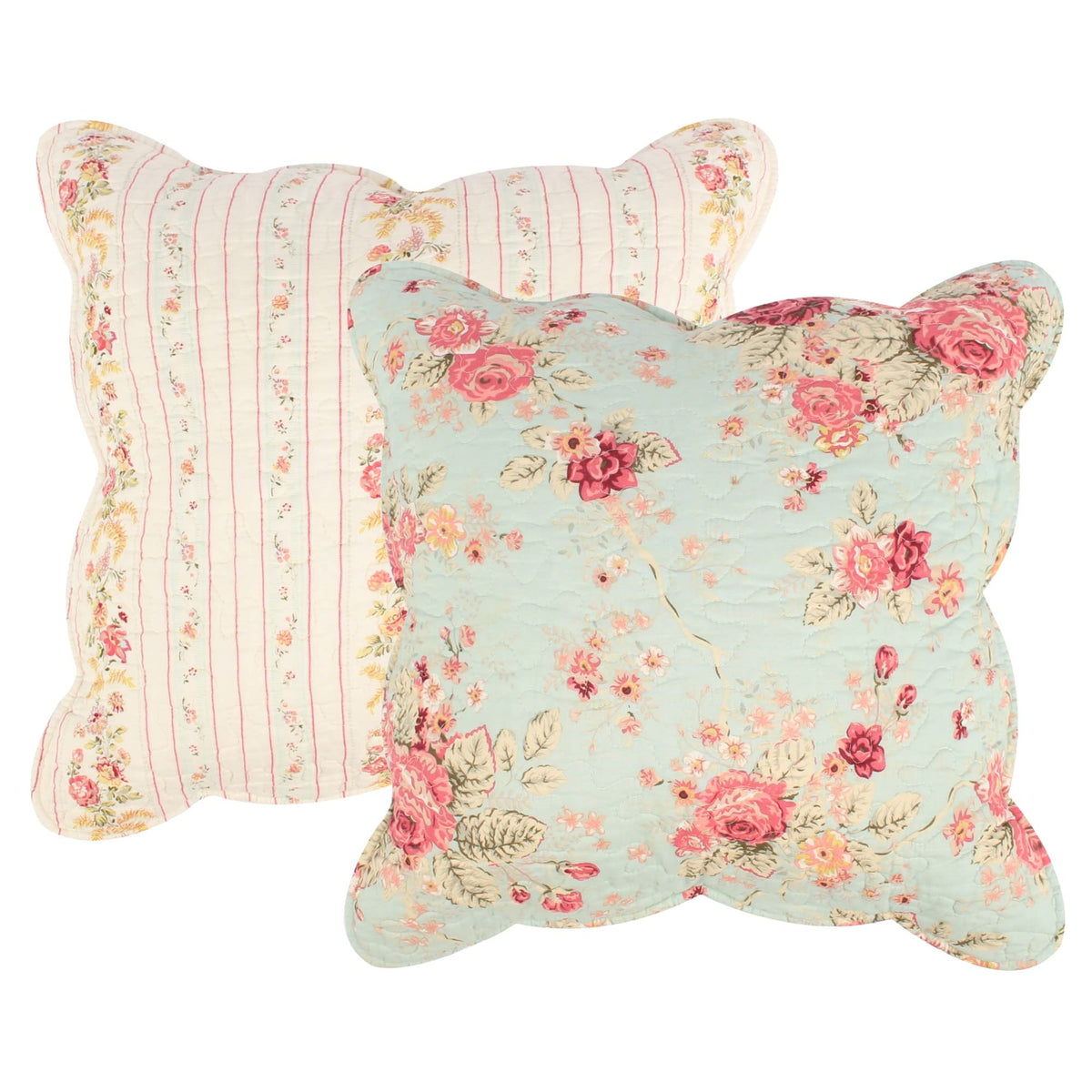 Antique Rose 100% Cotton Heirloom-Quality Quilt Set, 5-Piece, Blue