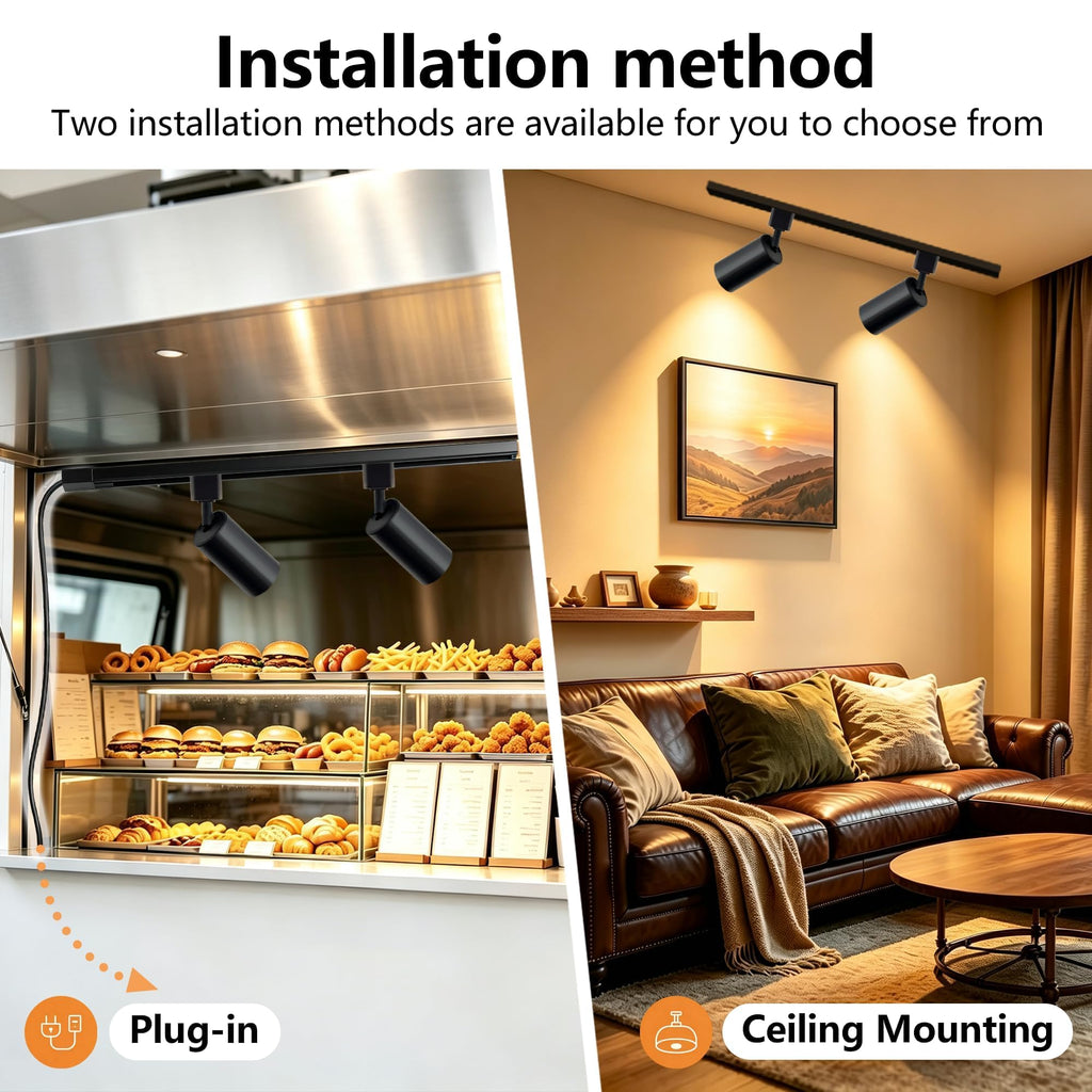 Plug in LED Track Lighting Kit H Type 3CCT 2PCS 10W Black