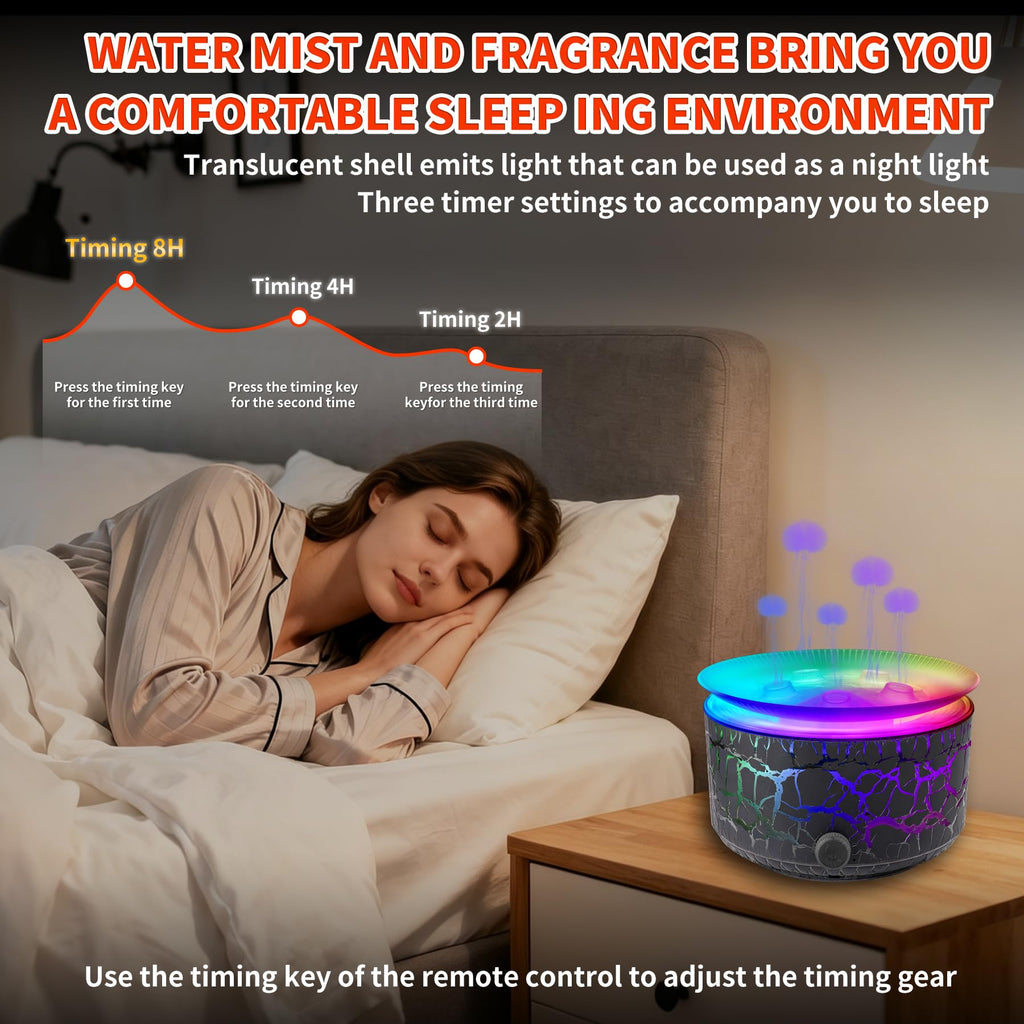 Jellyfish Aroma Diffuser 360ml, Essential Oil Diffuser with 5-Nozzle Adjustable Mist Speed, 7-Color Rainbow Light
