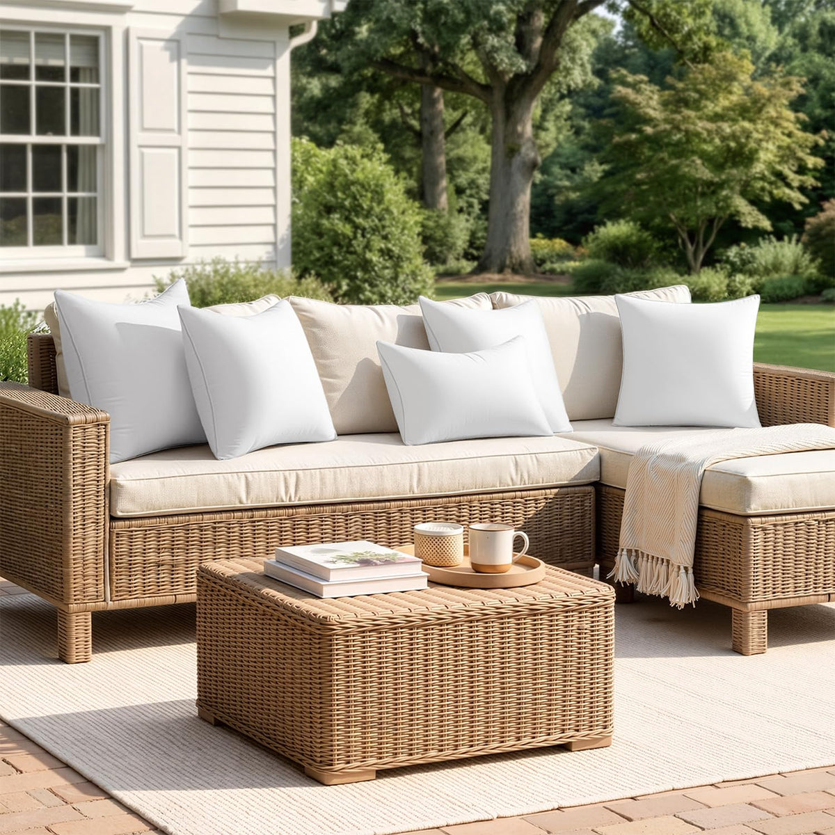 Pack of 2 20x20 Outdoor Square Pillow Inserts Sofa Garden