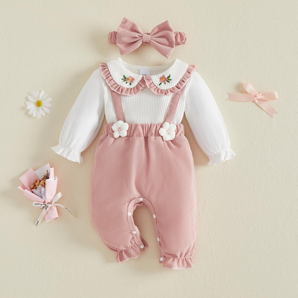 Newborn Baby Girl Clothes Floral Romper Fack Two Piece Jumpsuit