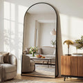 71"×32" Oversized Arched Full‐Length Mirror, Black Floor Mirror
