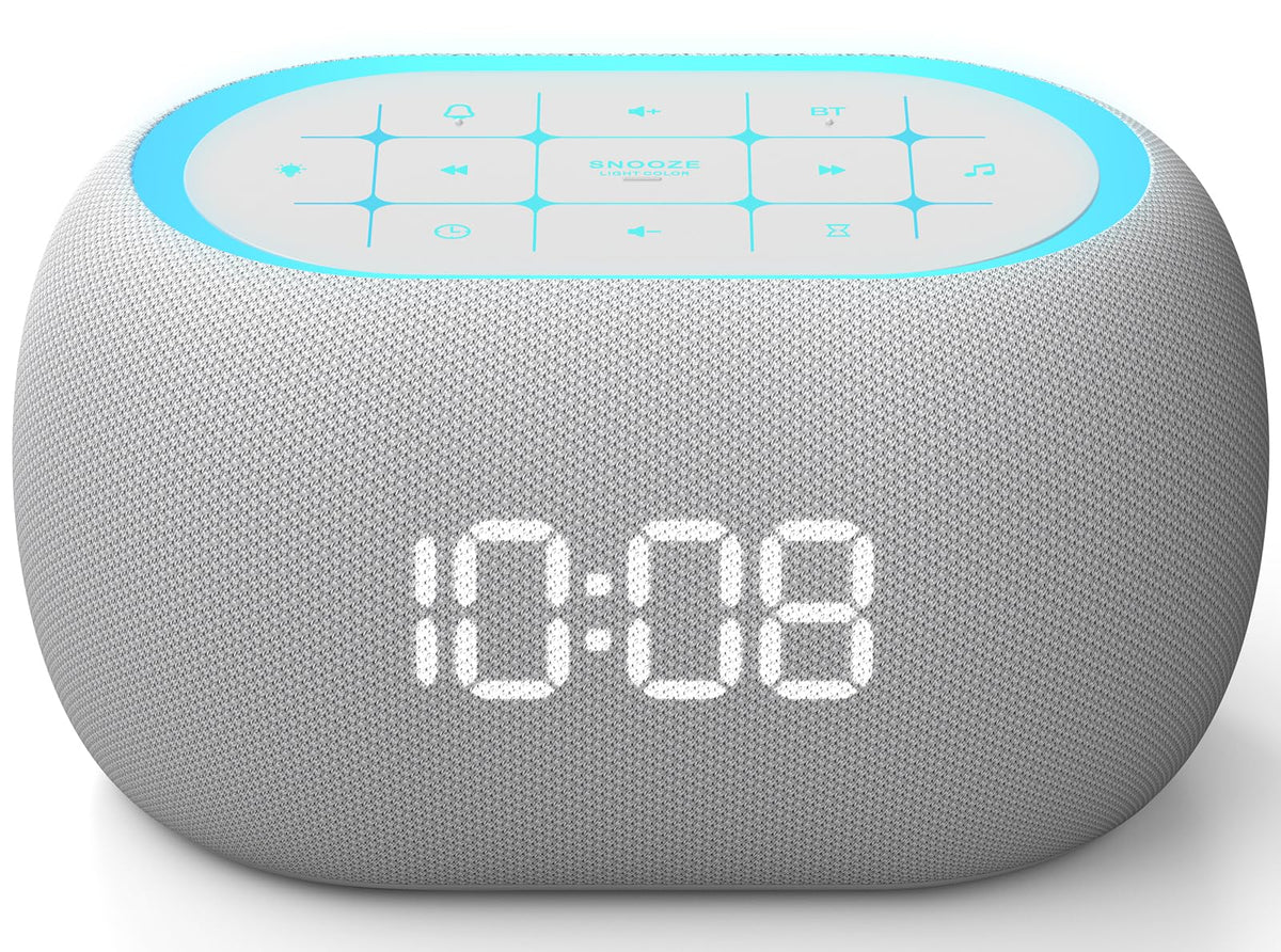 White Noise Sound Machine Alarm Clock with Bluetooth Speaker, 21 Relaxing Sounds, 7 Night Lights,0-100% Dimmer/Sleep
