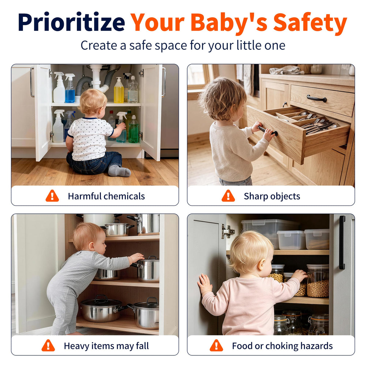Cabinet Locks (Pro Extended - 16 Pack) - Cabinet Locks Baby Proofing
