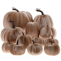 12 Pcs Artificial Large Velvet Pumpkins Fake Champagne Pumpkin