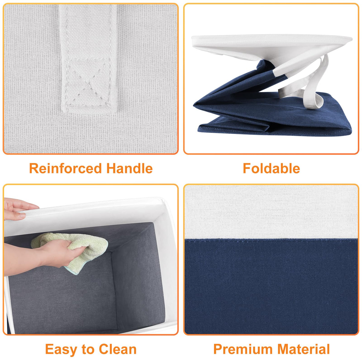 Laundry Basket 3-Pack, Laundry Hamper, 125L-Blue