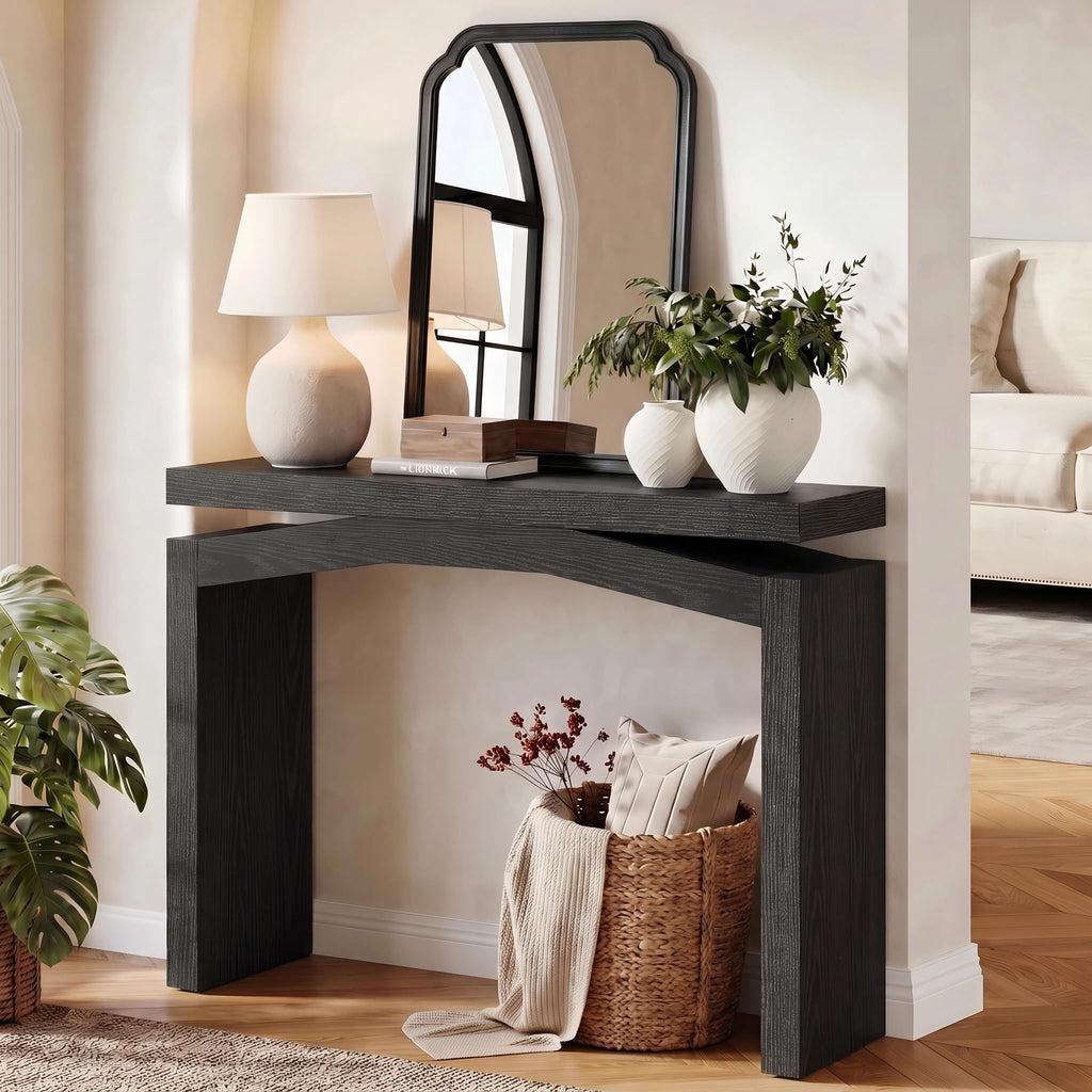 40-Inch Console Table, Farmhouse Sofa Table, Black