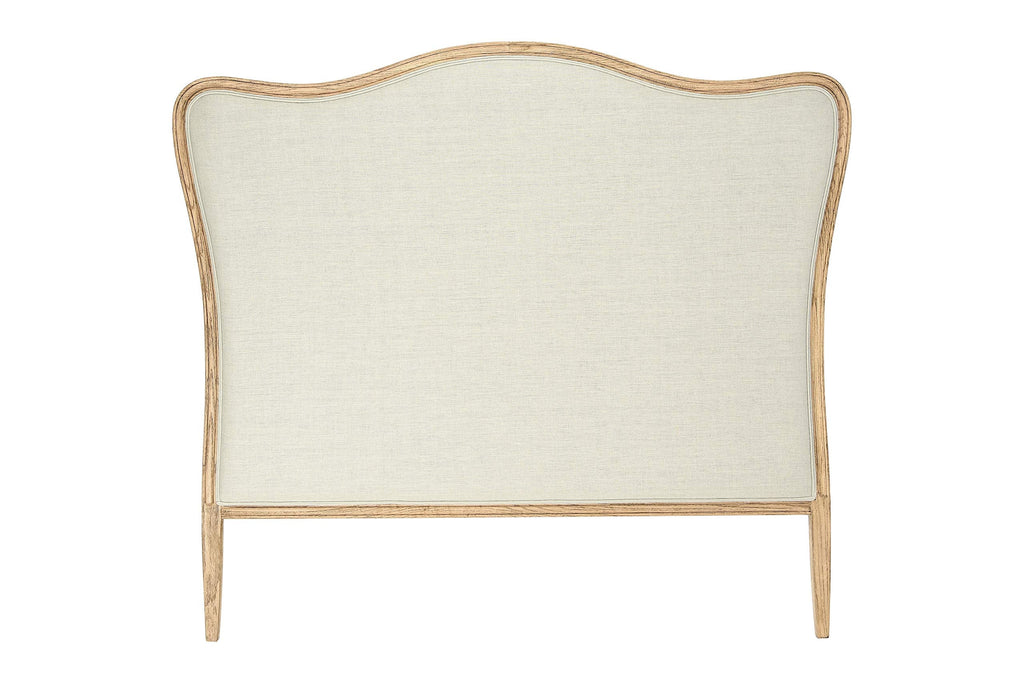 Modern Farmhouse Solid Oak Wood Headboard with Linen Upholstery, Natural and Beige