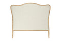 Modern Farmhouse Solid Oak Wood Headboard with Linen Upholstery, Natural and Beige
