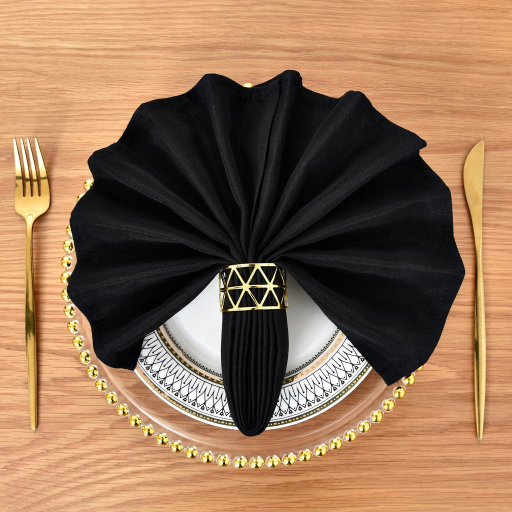 Black Cloth Napkins Set of 12 Washable Dinner Napkins, 18X18 in