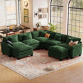 117" Oversized V-Shaped Modular Sectional Cloud Couch with Corner, Comfy 7-Seat Sofa w/ 2 Ottomans, Chenille Deep