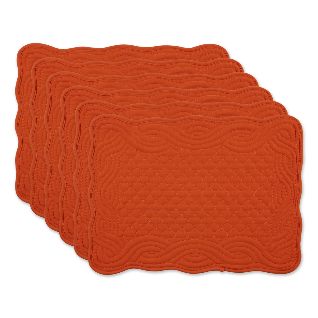 Quilted Farmhouse Collection Tabletop, Placemat Set, Pumpkin Spice, 6 Piece