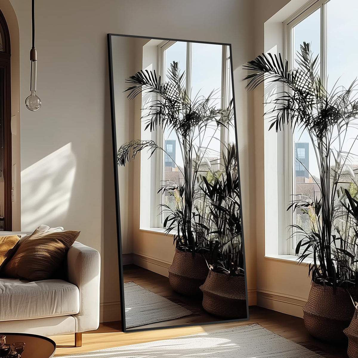 Full Length Mirror with Stand, 70x30 Black Floor Mirror