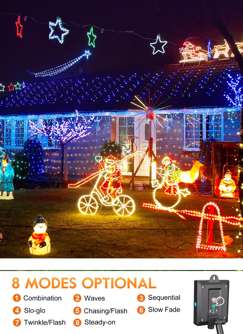 Solar String Lights Outdoor Waterproof, 39FT 100LEDs, Multicolor
