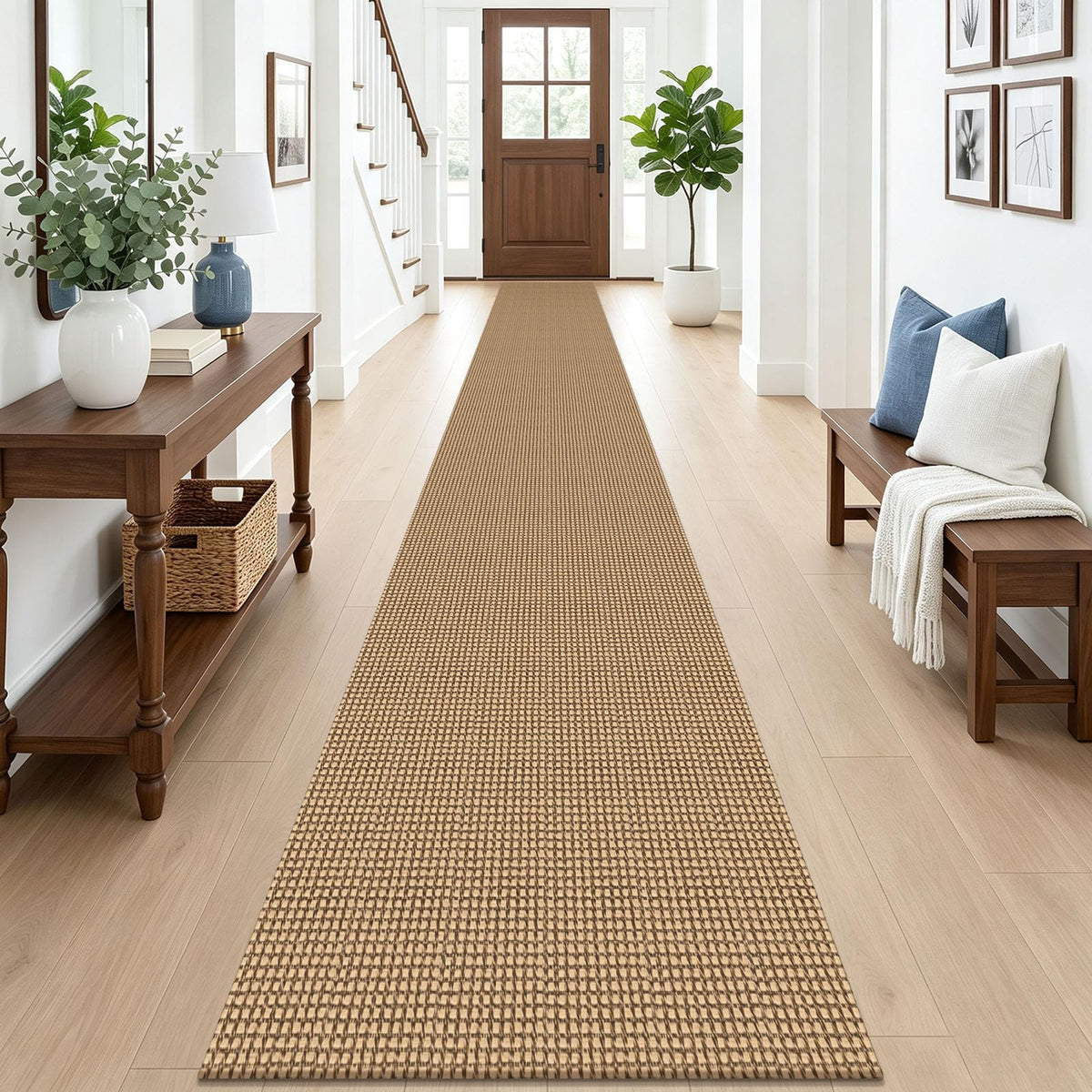 Woven Runner Rug 2x20 Ft Washable Runners s Extra Long Cotton Non Slip Rubber Backed Kitchen Runner Braided Indoor