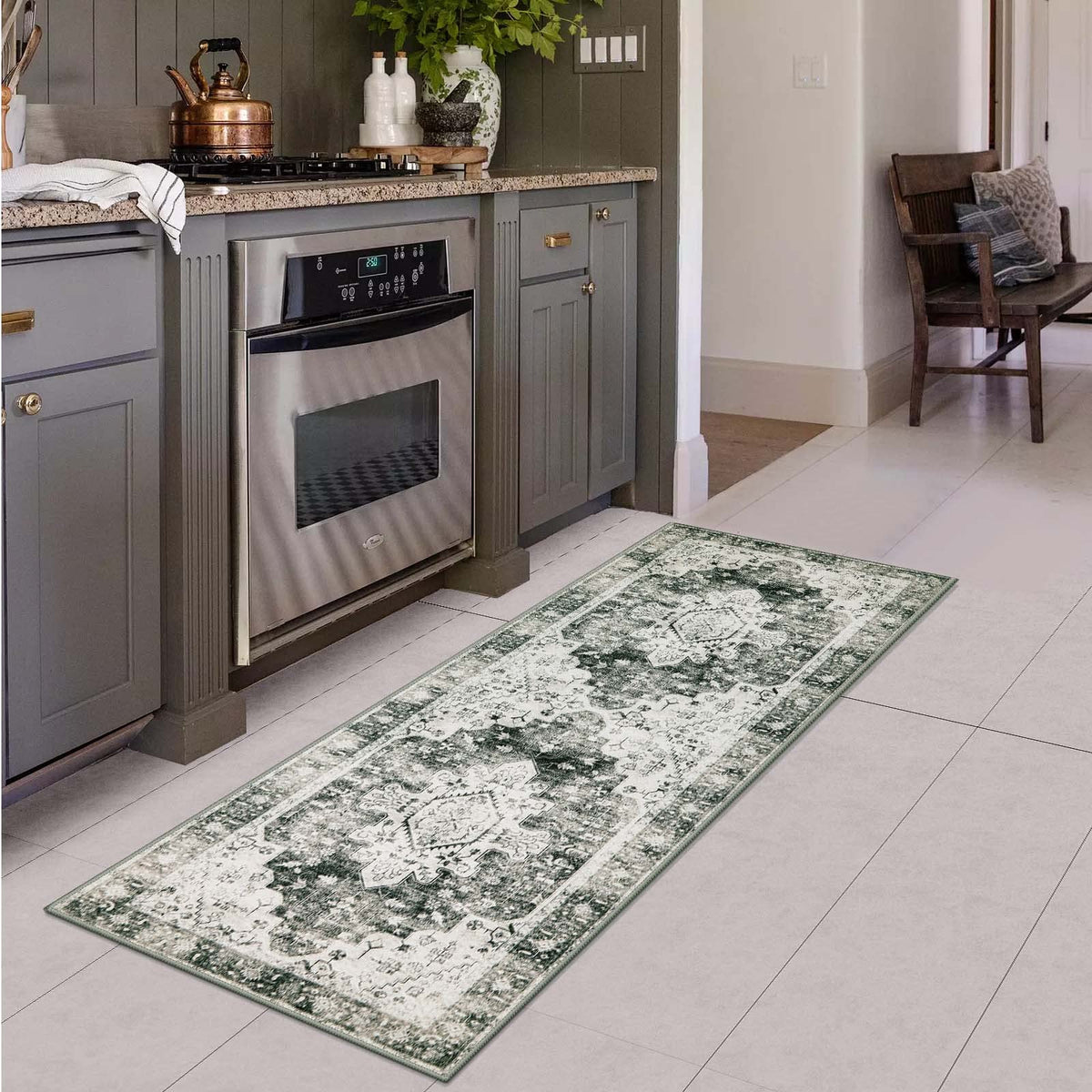Ultra-Thin Washable Runner Rug - Rug Runners s Non Slip Stain Resistance, Vintage Non Shedding Indoor Throw Carpet