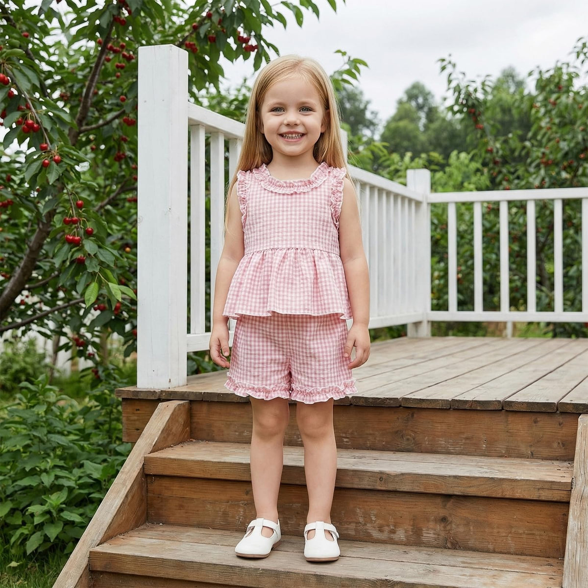Toddler Baby Girl Summer Outfits Plaid Ruffle Sleeveless Shirt Tank Dress Top and Shorts Summer Clothes Set 2 Piece