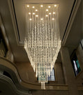 Square 40 x 120 Inch Glam Crystal Chandelier with LED Bulbs for Tall Entryways