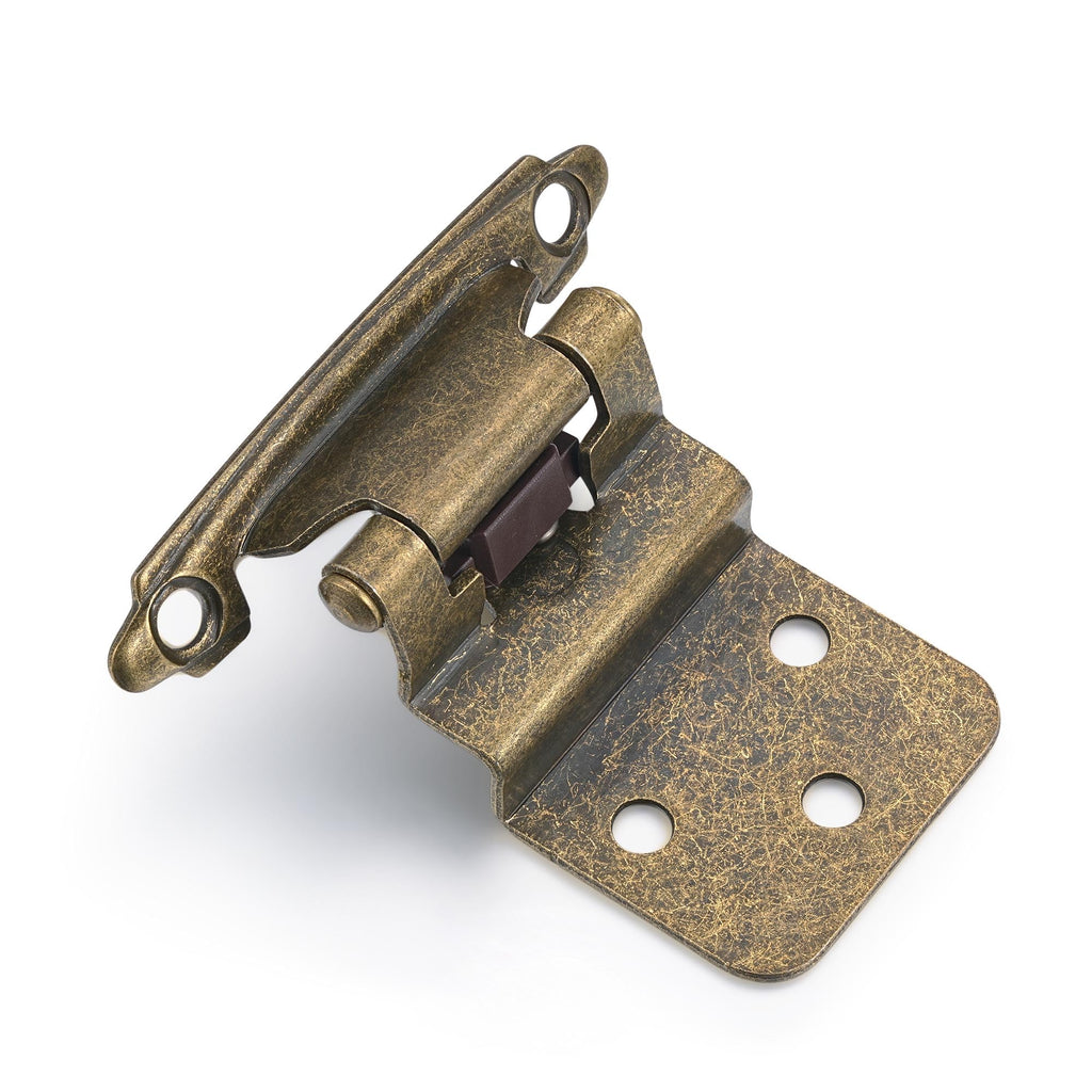 Antique Brass Kitchen Cabinet Hinges, 3/8" Inset, 10 Pack