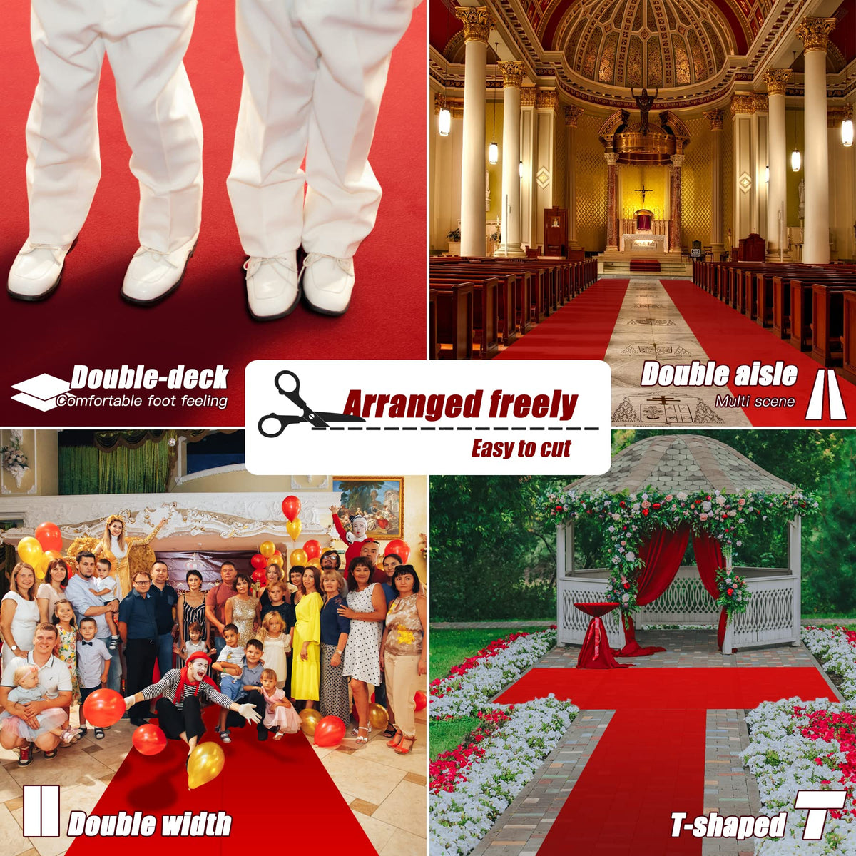 Red Carpet Runner for Party, 2.6 x 15 ft, 130 GSM Felt Fabric