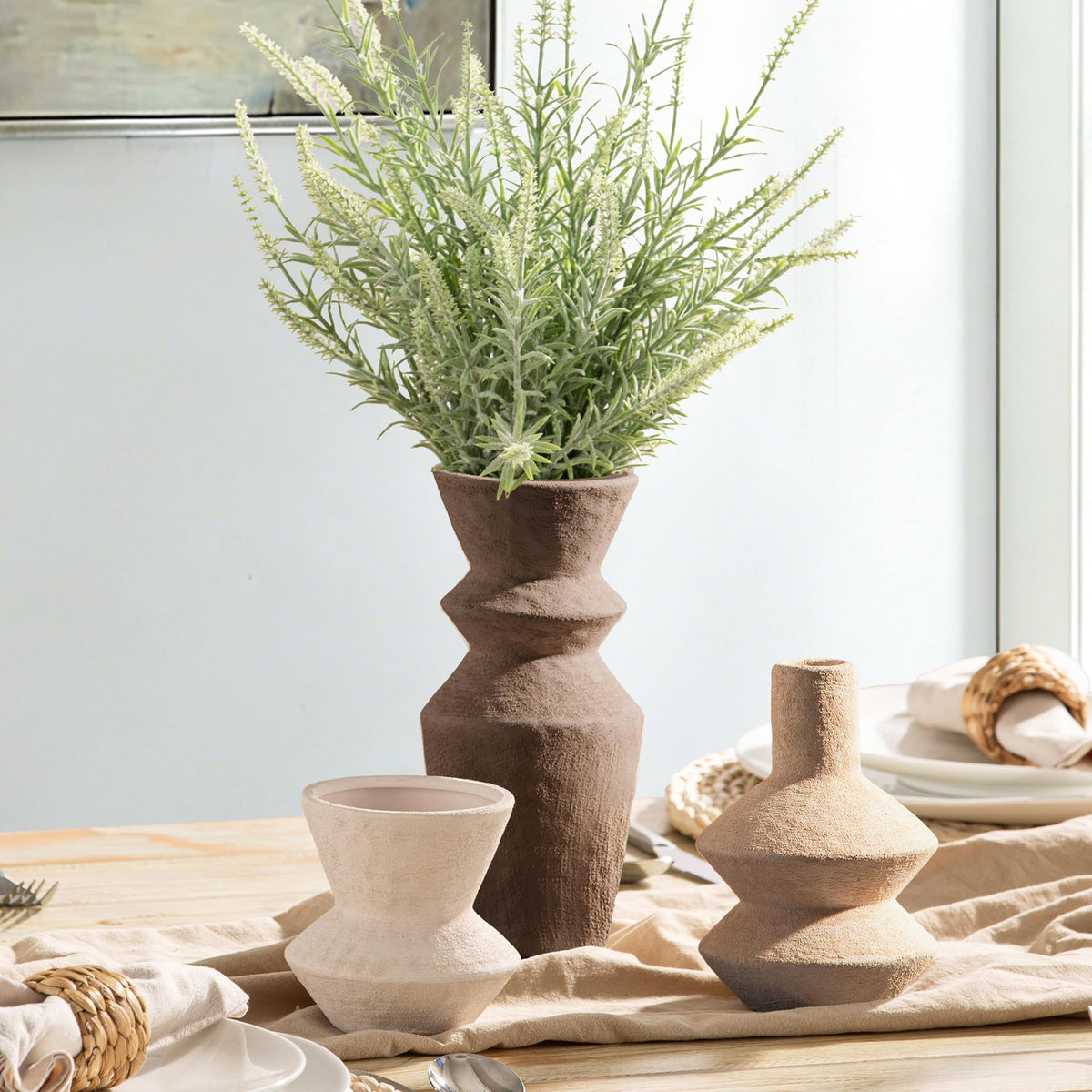 Ceramic Vase Set of 3 Home Decor Living Room Table Decorations