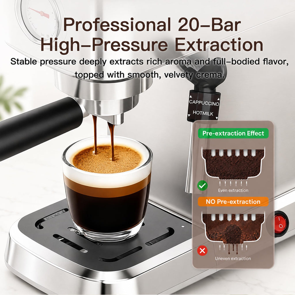 Espresso Machine, 20-Bar Pump Espresso Maker with Milk Frother