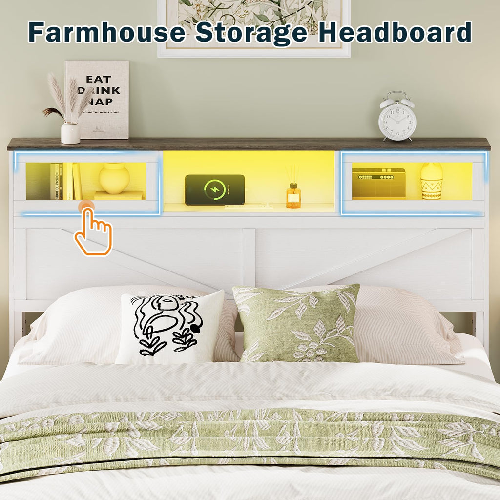 Bed Frame with Headboard - Farmhouse Bed Frame