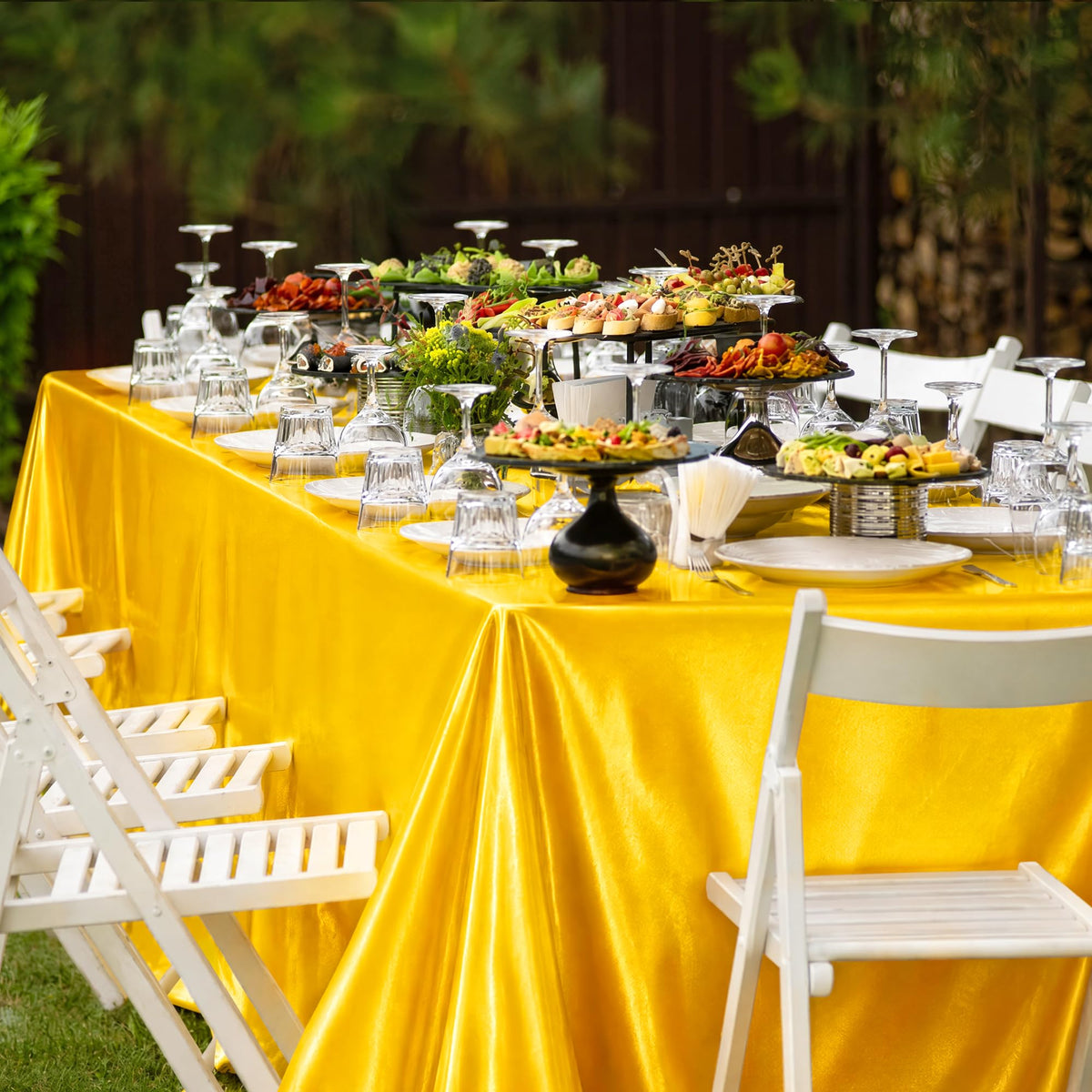 4 Pack Fall Themed Satin Tablecloth 102 x 58'' Overlay Table Cover