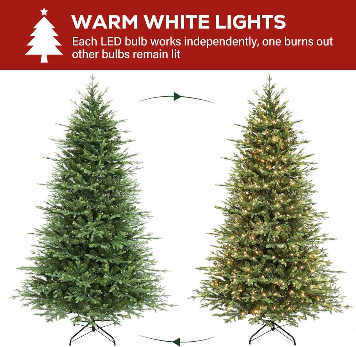 Prelit Christmas Tree with Realistic PE Foliage