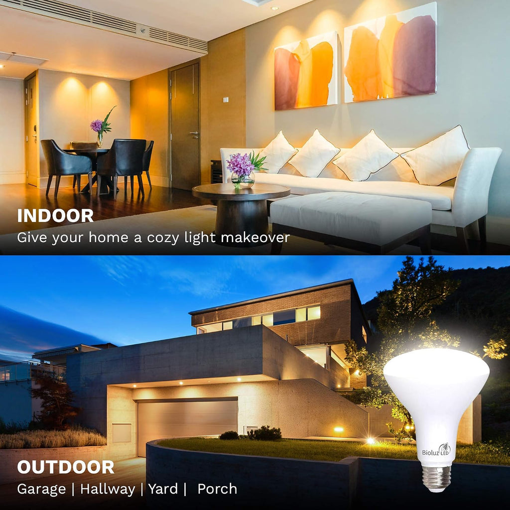 10 Pack BR30 LED Bulbs, Indoor Flood Lights 90+ CRI 75W Equivalent uses 9.5W 2700K Warm White 850 Lumens, E26 Base