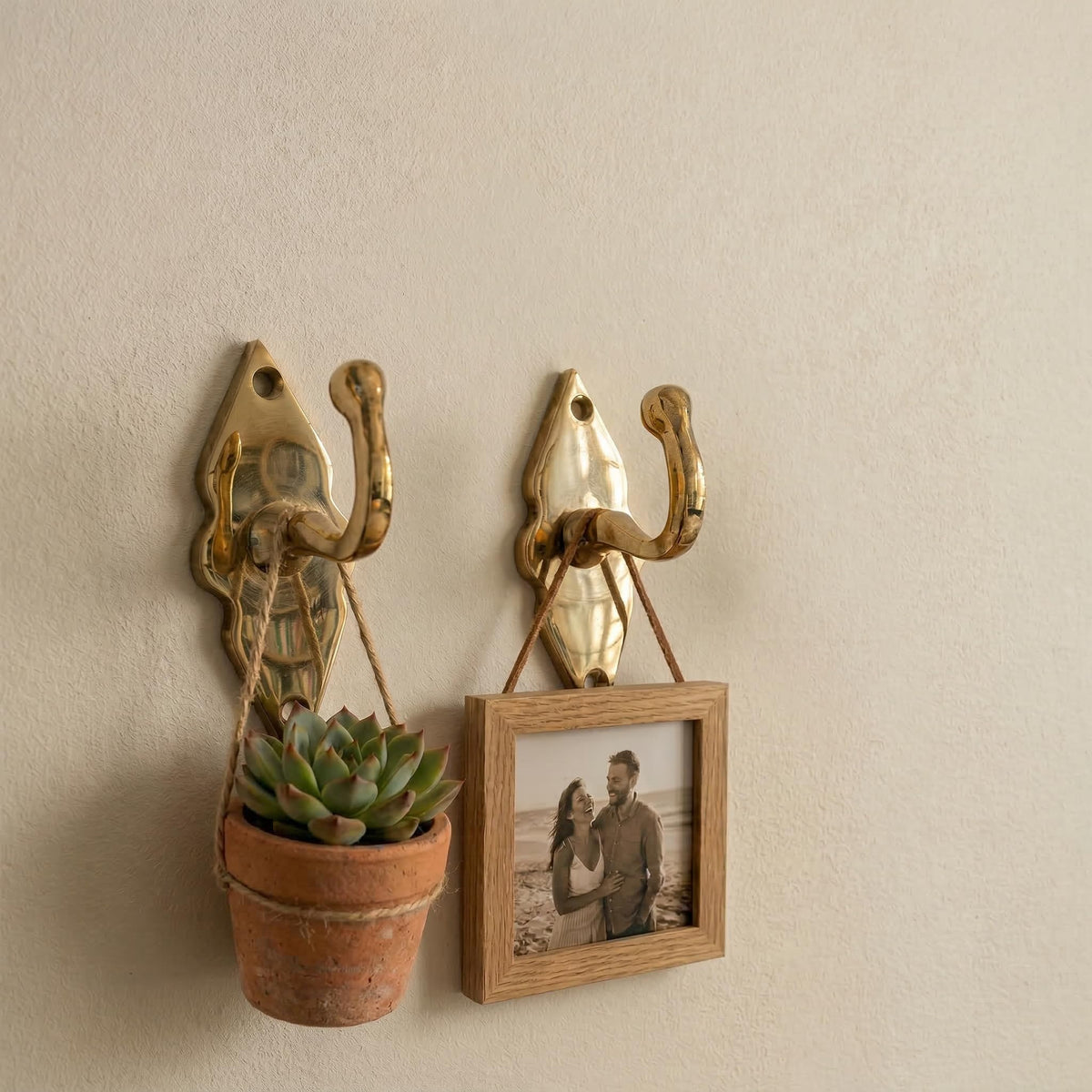 Unlacquered Solid Brass Wall Hooks - Heavy Duty Handmade Coat Hooks for Wall Mount | Decorative Brass Towel Hooks