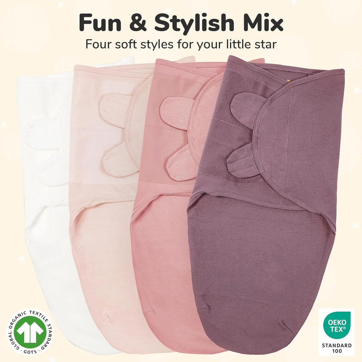 Organic Cotton Baby Swaddle Blanket, Swaddle Sack, Swaddler 7-14 lb