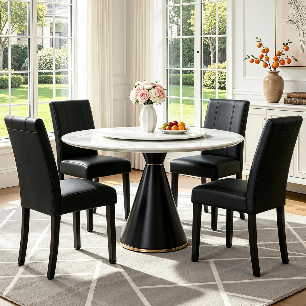 Dining Chairs Set of 4, Faux Leather Dining Room Chairs, Upholstered Modern Kitchen Parsons Chairs with Sturdy Wood