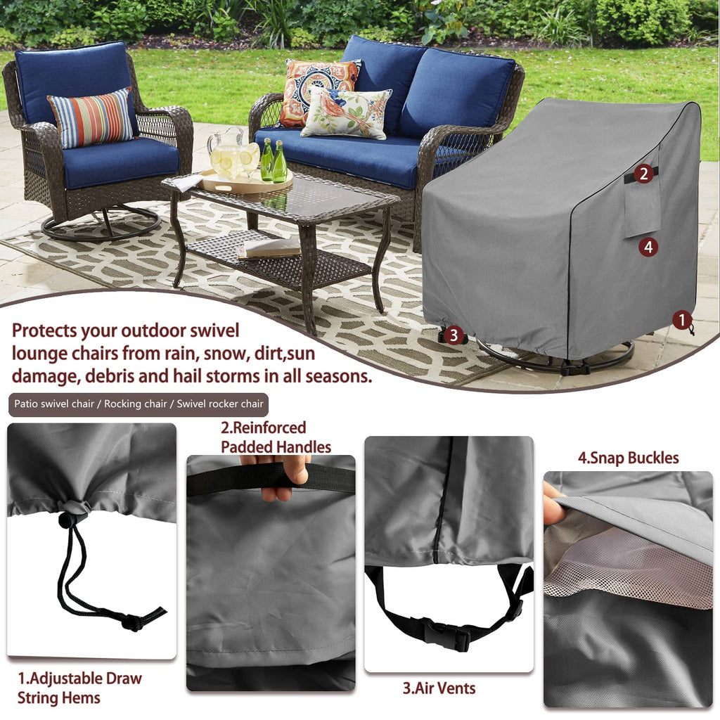 Heavy Duty 600D Outdoor Furniture Covers Fits up to 27.5"W x 32.5"D x 39"H inches -2 Pack, Grey