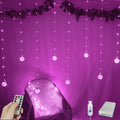 Wishing Ball Curtain Lights 200 LED Window Curtain String Light with Remote, USB Battery Powered Twinkle Globe Fairy