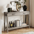 47 Inch Farmhouse Console Table with Drawer and Storage Shelf