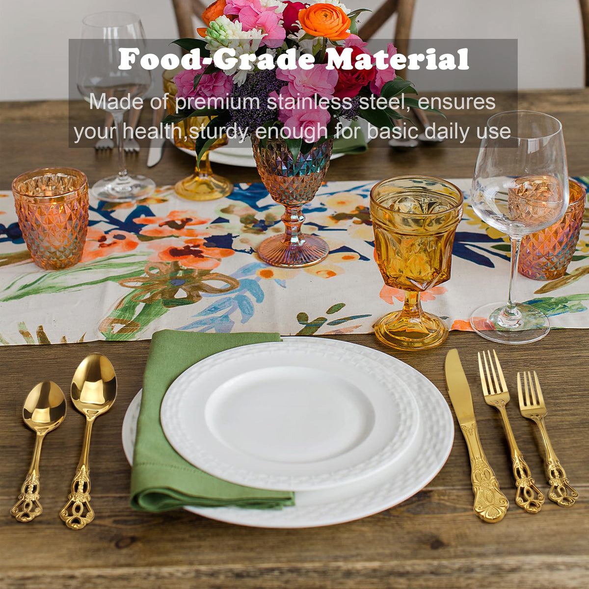 Gorgeous Retro Royal Gold Stainless Steel 20-Piece Flatware Set