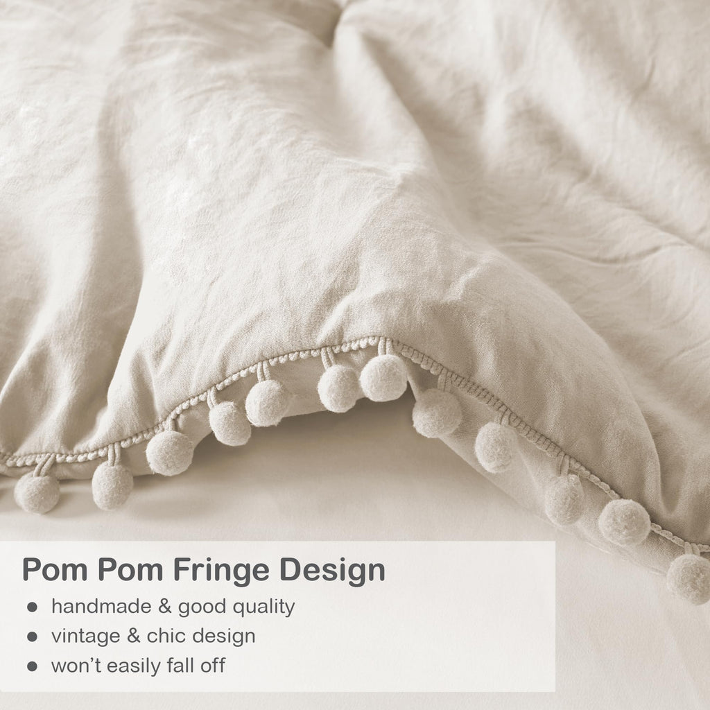 Beige Boho Comforter Set, Queen Size Bedding Sets