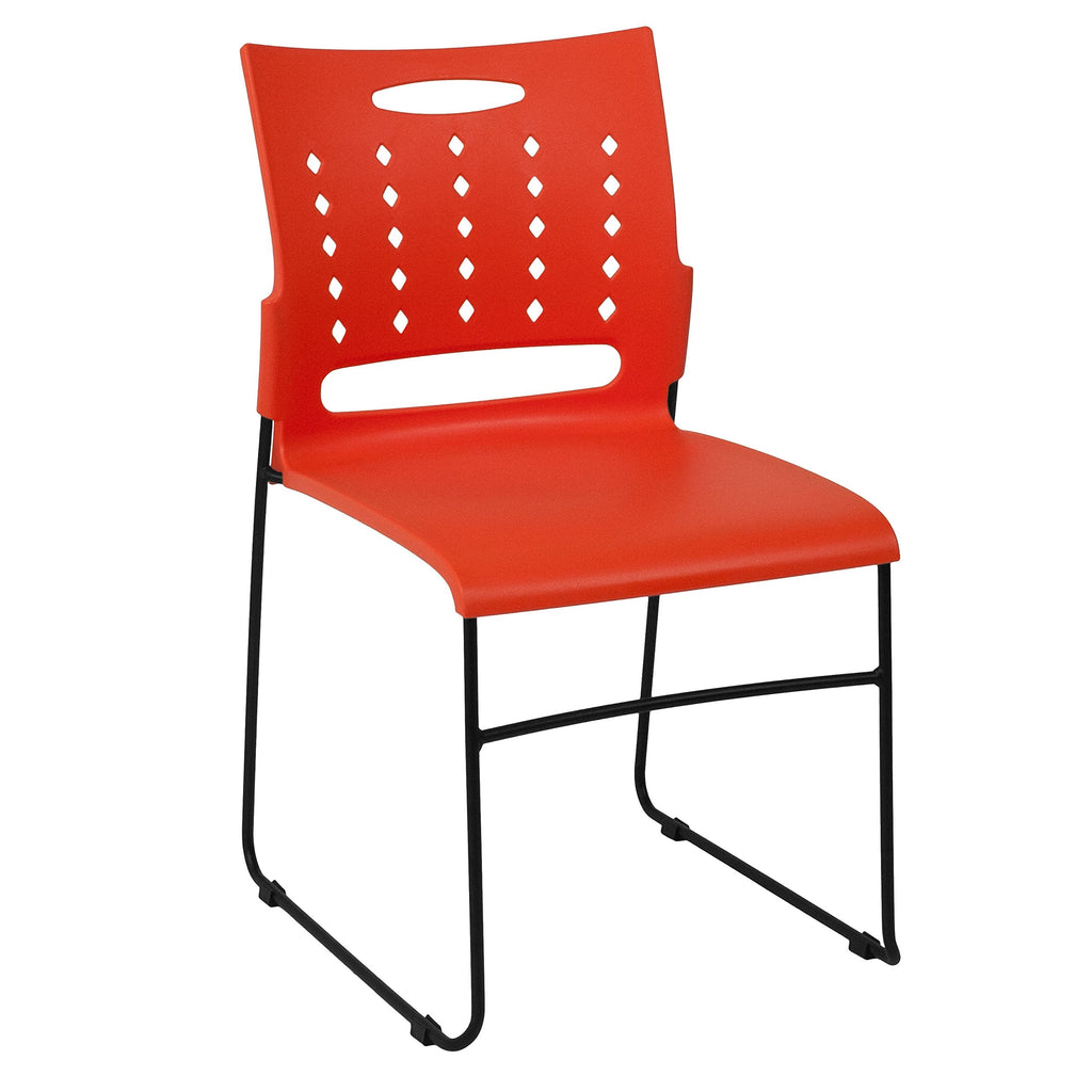 881 lb. Capacity Orange Sled Base Stack Chair with Air