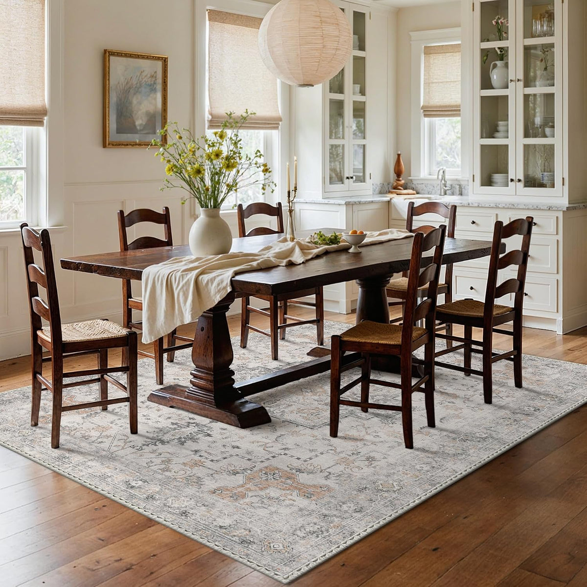 Washable Area Rugs, Non Slip, Light Taupe Brown